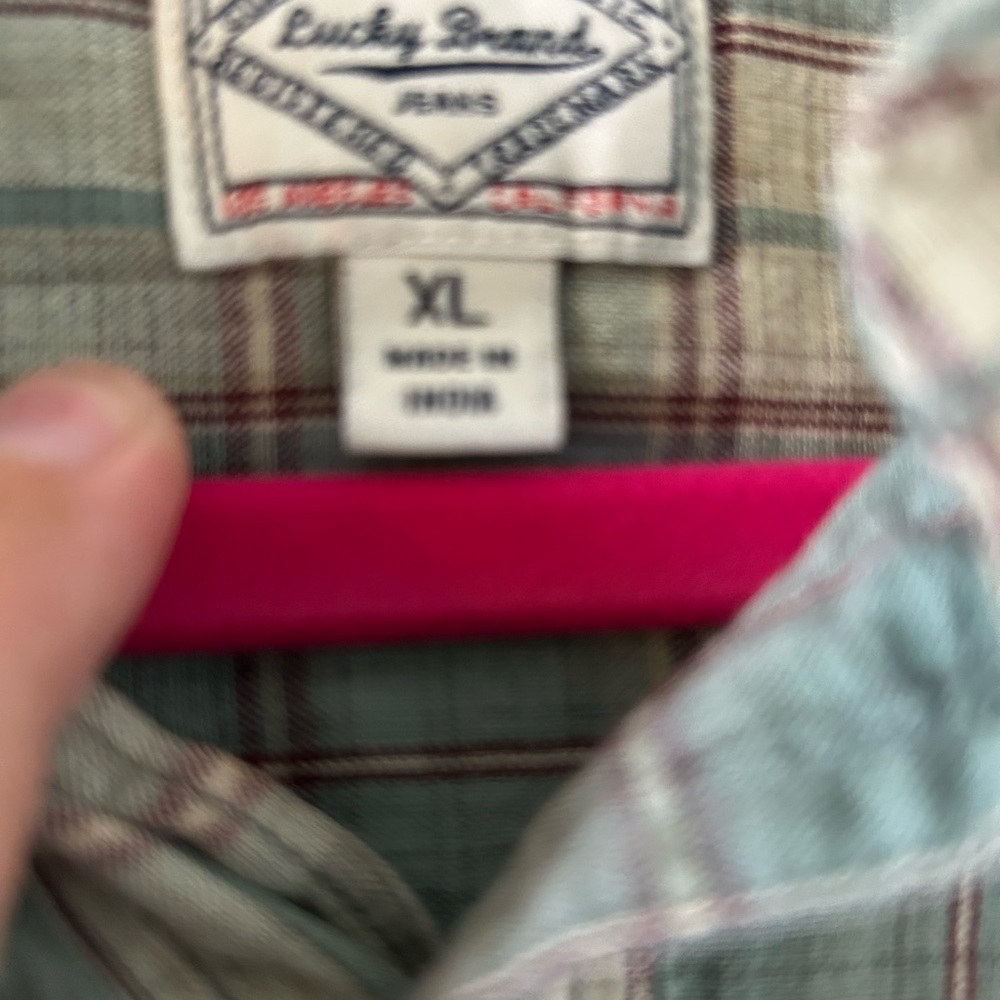 Lucky Brand Olive and Beige Plaid Button Down Shirt - Picture 3 of 5